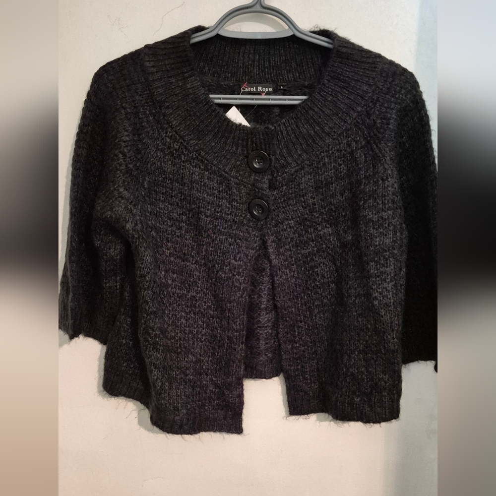 Carol Rose Charcoal Cardigan Sweater Sz.L NWT